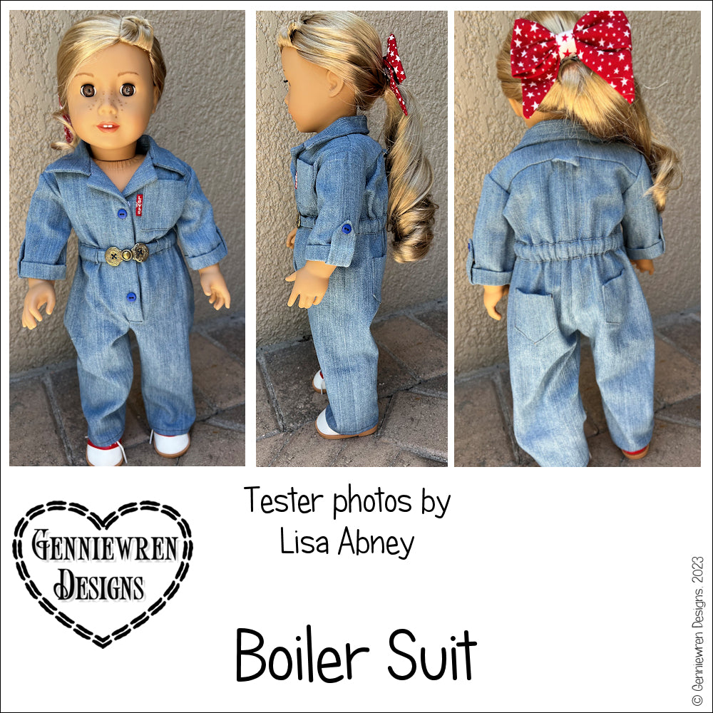 Genniewren 18 Inch Modern Boiler Suit 18" Doll Clothes Pattern Pixie Faire