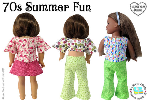 Genniewren 18 Inch Modern 70s Summer Fun 18" Doll Clothes Pattern Pixie Faire
