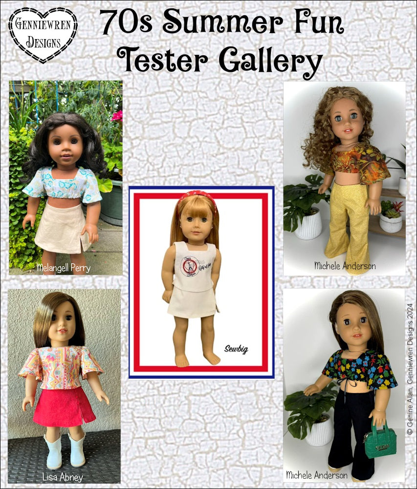 Genniewren 18 Inch Modern 70s Summer Fun 18" Doll Clothes Pattern Pixie Faire