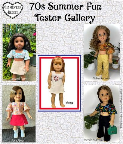 Genniewren 18 Inch Modern 70s Summer Fun 18" Doll Clothes Pattern Pixie Faire