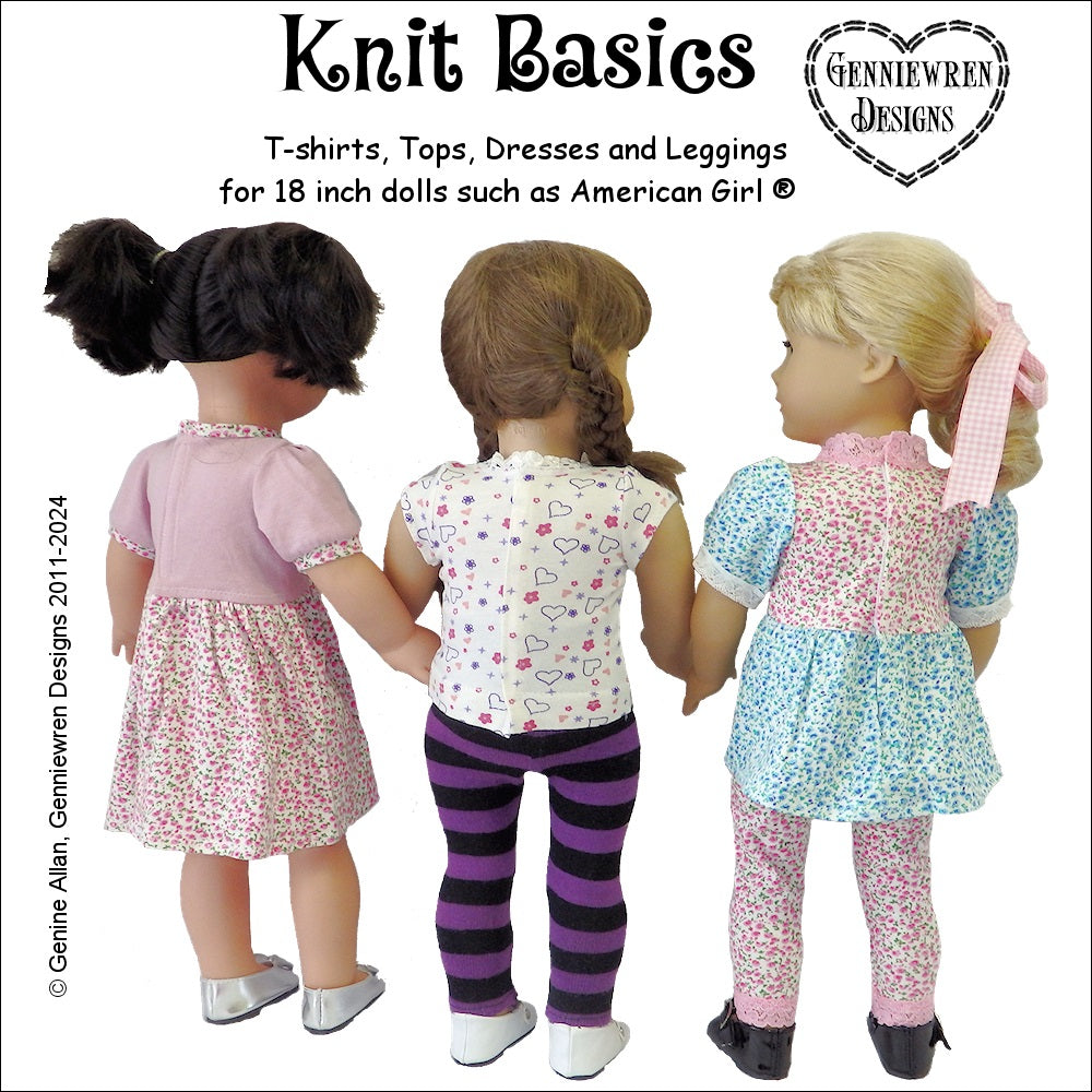 Genniewren BOGO 18 Inch Modern Knit Basics 18" Doll Clothes Pattern Pixie Faire