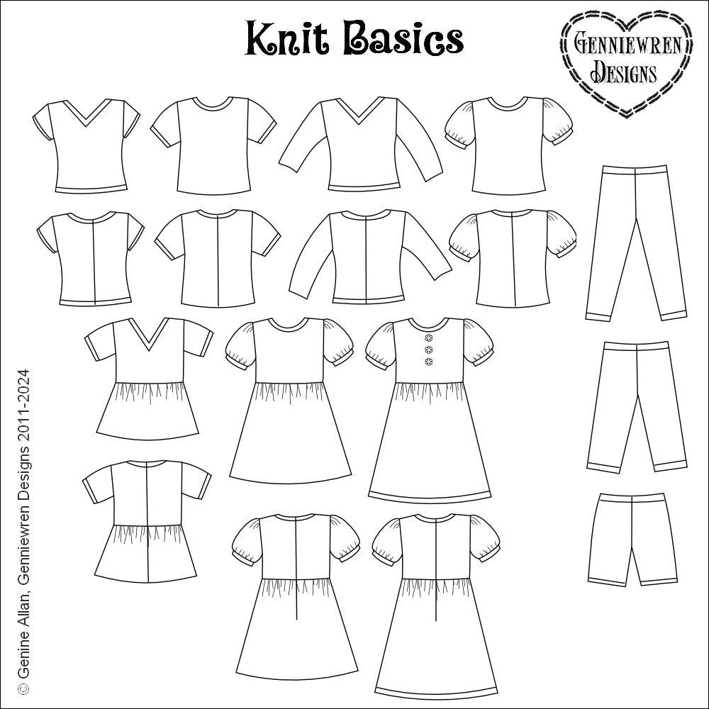 Genniewren BOGO 18 Inch Modern Knit Basics 18" Doll Clothes Pattern Pixie Faire