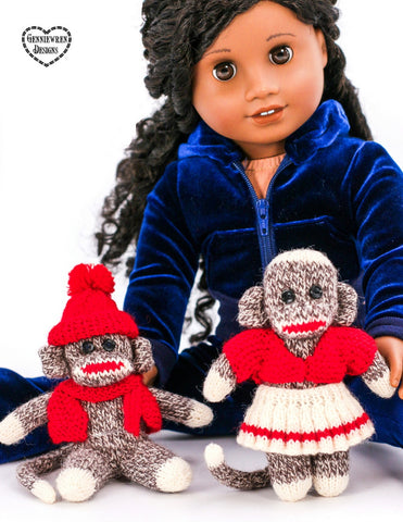 Genniewren Knitting Knitted Monkey Doll and Clothes Knitting Pattern Pixie Faire
