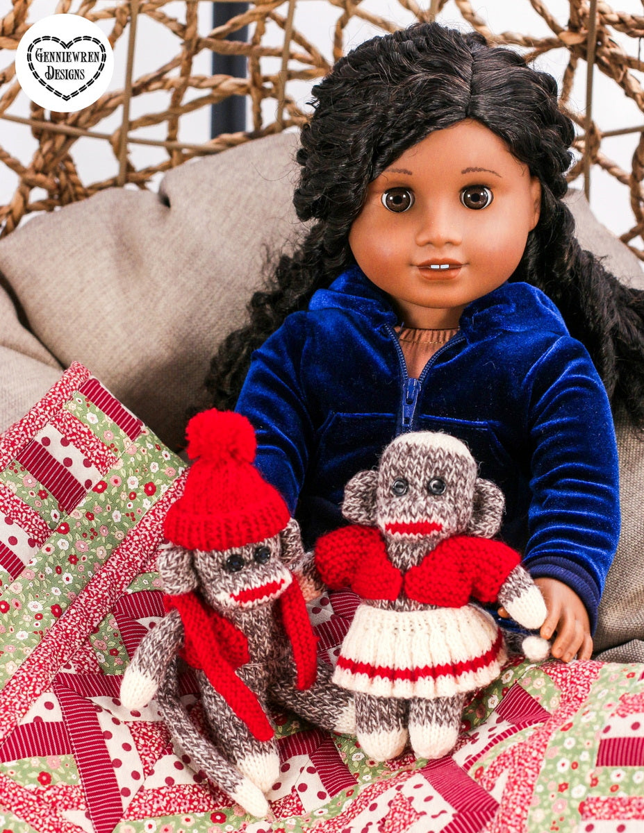 Genniewren Knitting Knitted Monkey Doll and Clothes Knitting Pattern Pixie Faire