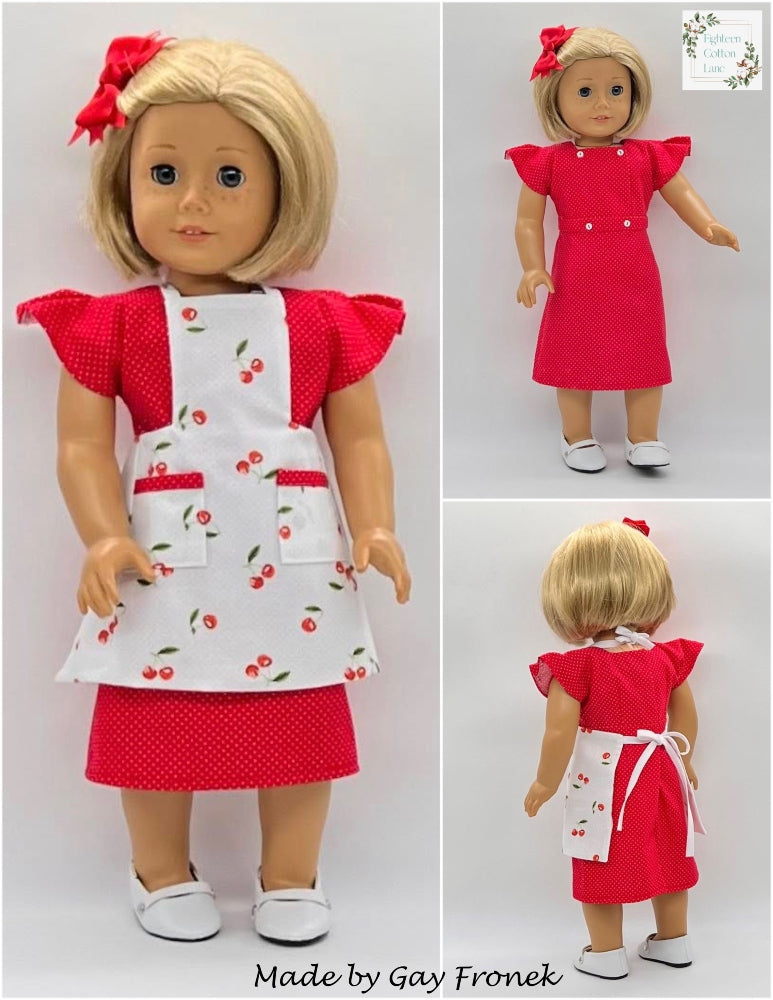 Eighteen Cotton Lane 18 Inch Historical Let's Bake a Birthday Cake! 18" Doll Clothes Pattern Pixie Faire