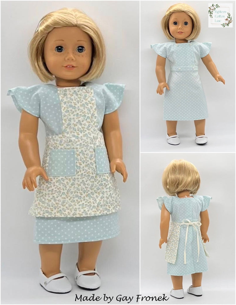 Eighteen Cotton Lane 18 Inch Historical Let's Bake a Birthday Cake! 18" Doll Clothes Pattern Pixie Faire