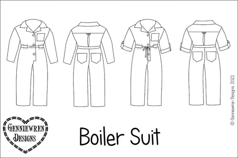 Genniewren 18 Inch Historical Boiler Suit 18" Doll Clothes Pattern Pixie Faire