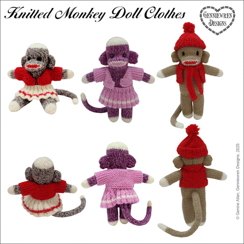 Genniewren Knitting Knitted Monkey Doll and Clothes Knitting Pattern Pixie Faire