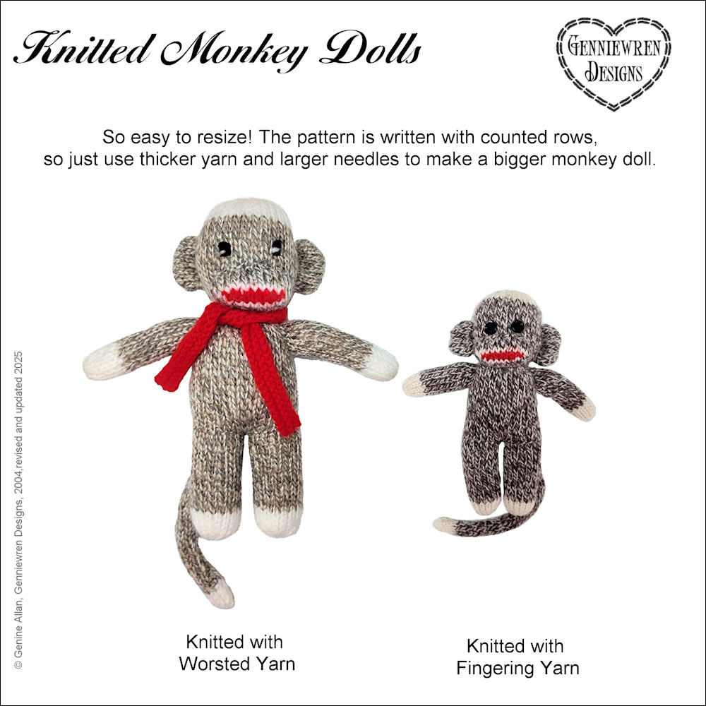 Genniewren Knitting Knitted Monkey Doll and Clothes Knitting Pattern Pixie Faire