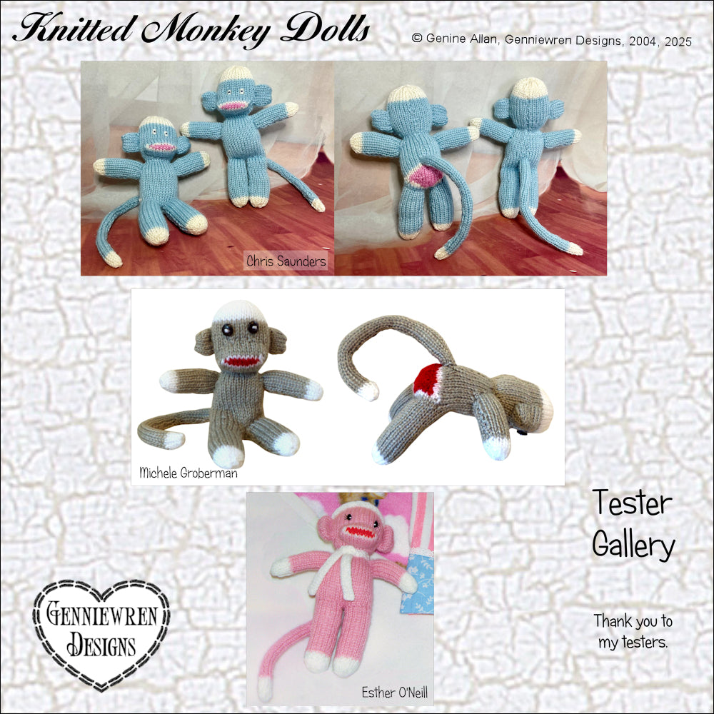 Genniewren Knitting Knitted Monkey Doll and Clothes Knitting Pattern Pixie Faire