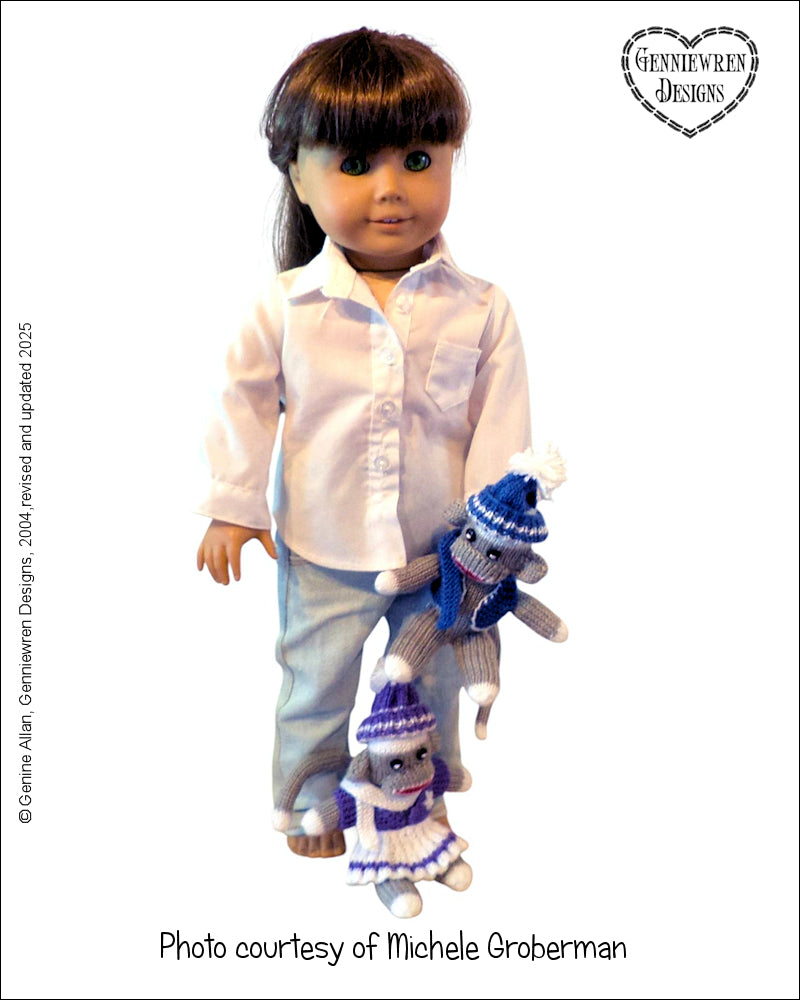 Genniewren Knitting Knitted Monkey Doll and Clothes Knitting Pattern Pixie Faire