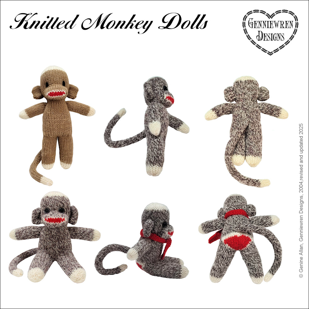 Genniewren Knitting Knitted Monkey Doll and Clothes Knitting Pattern Pixie Faire