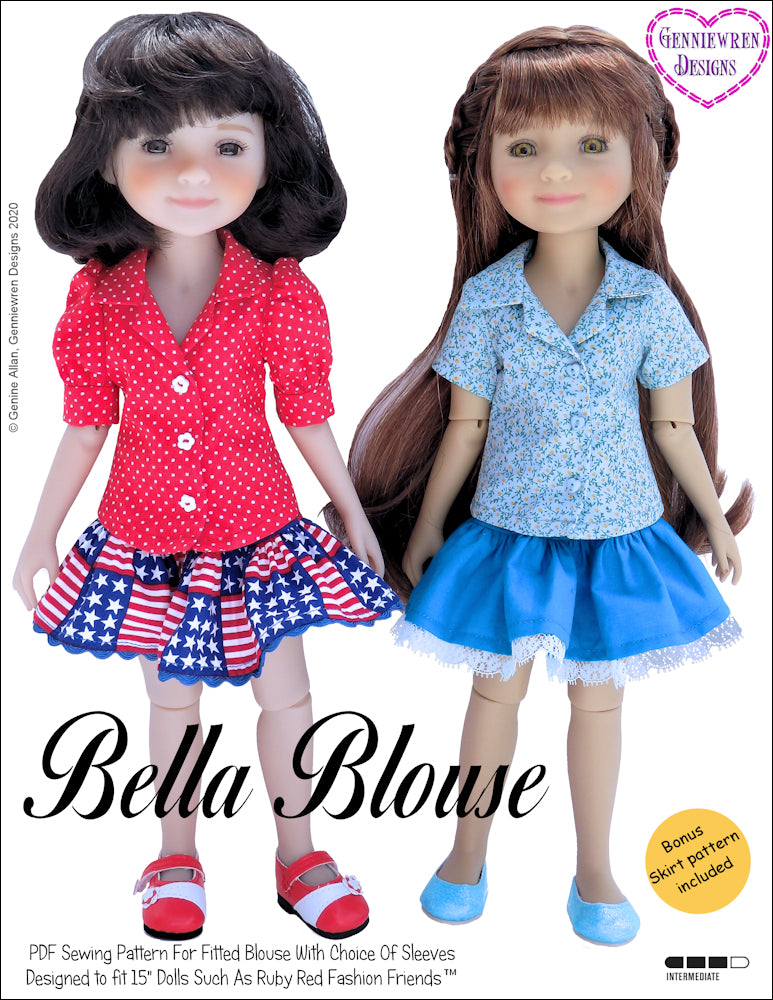 Bella Blouse 15" Doll Clothes Pattern for 15" Ruby Red Fashion Friends Dolls
