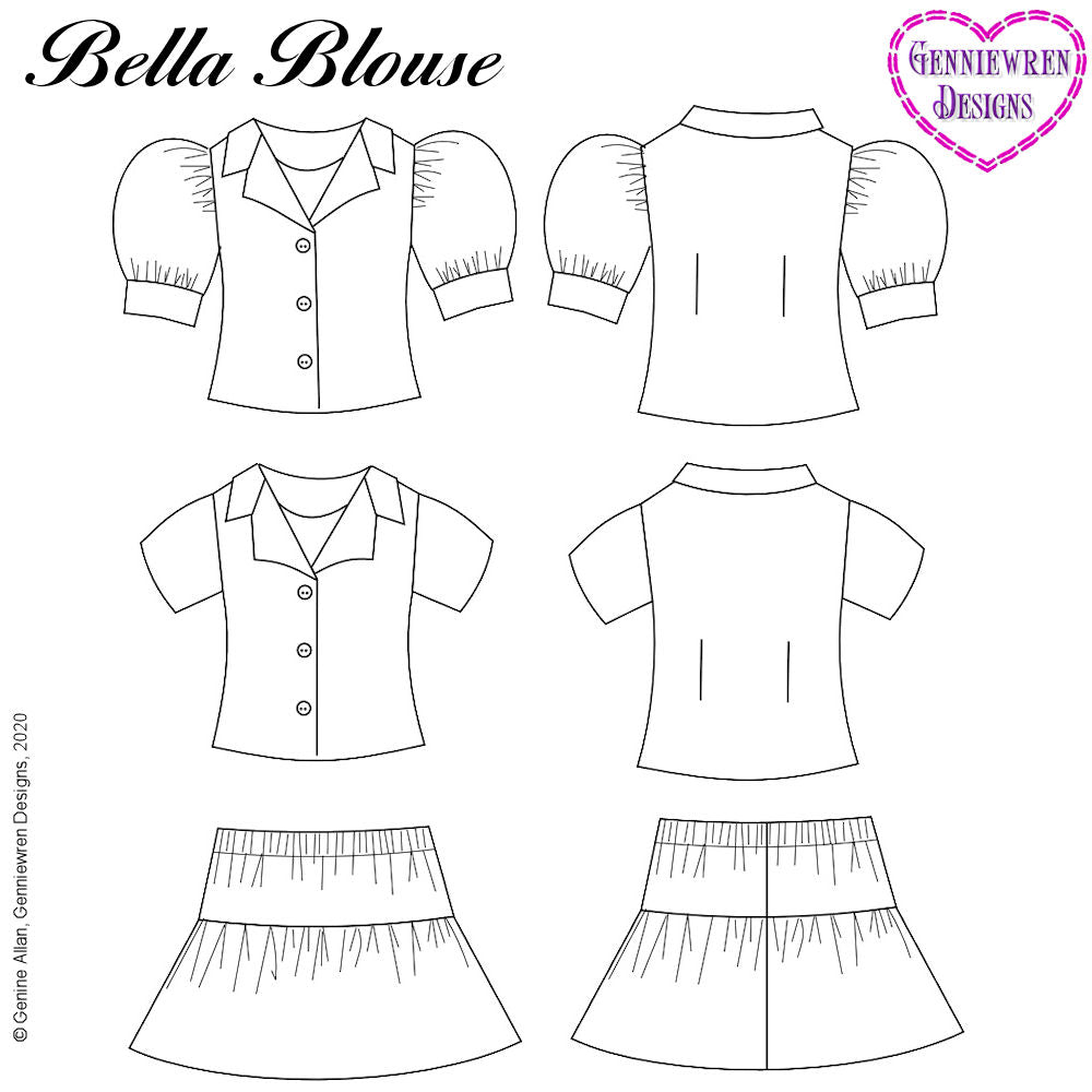 Bella Blouse 15" Doll Clothes Pattern for 15" Ruby Red Fashion Friends Dolls