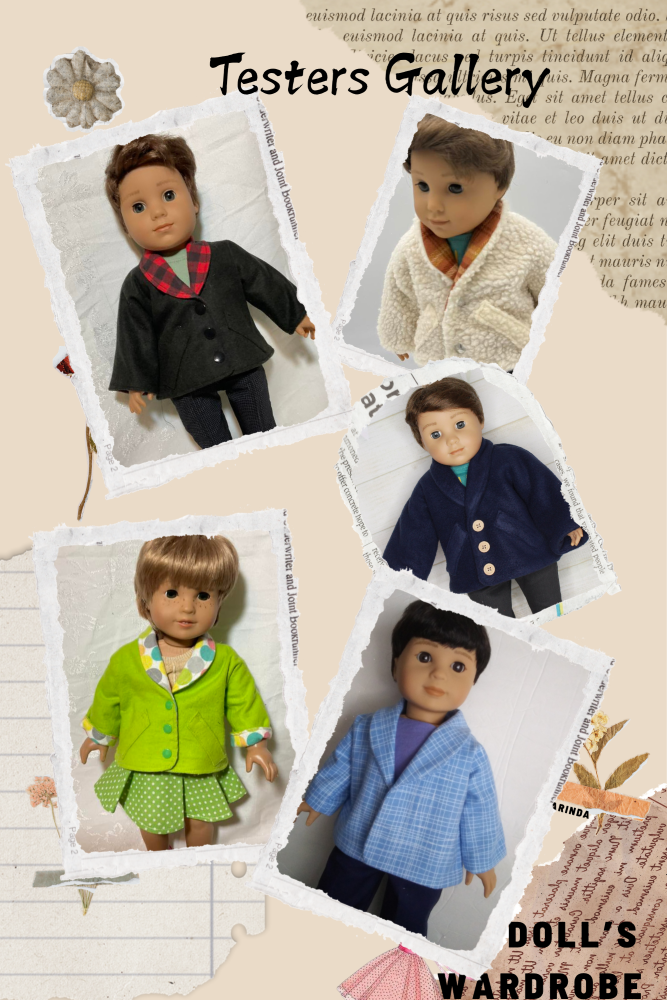 My Doll's Wardrobe 18 inch Boy Doll Peter's Jacket 18" Doll Clothes Pattern Pixie Faire