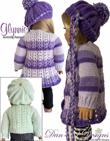 Dan-El Designs Knitting Glynnie 18" Doll Clothes Knitting Pattern Pixie Faire