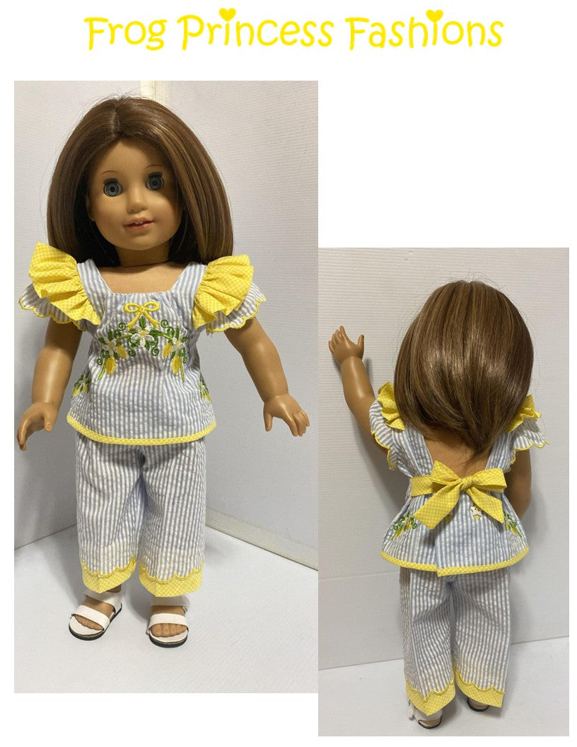 Frog Princess Fashions Machine Embroidery Design Lovely Lemons Machine Embroidery Design Set For 18" Doll Clothes Pixie Faire
