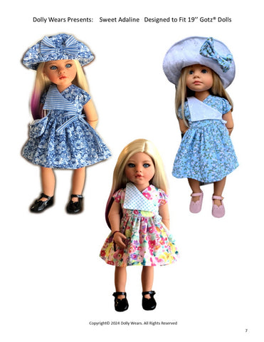 Dolly Wears Gotz 19" Sweet Adaline Doll Clothes Pattern For 19" Gotz Dolls Pixie Faire