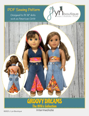J Lyn Boutique 18 Inch Historical Groovy Dreams 18" Doll Clothes Pattern Pixie Faire