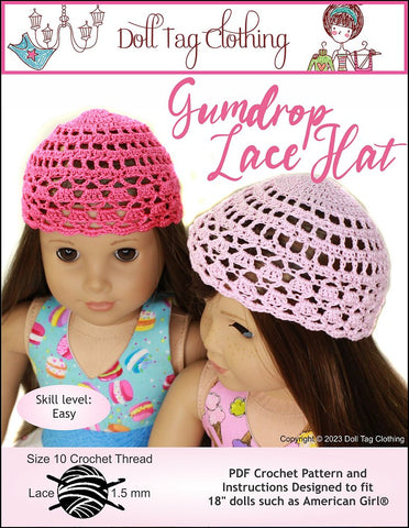Doll Tag Clothing Crochet Gumdrop Lace Hat 18 inch Doll Clothes Crochet Pattern Pixie Faire