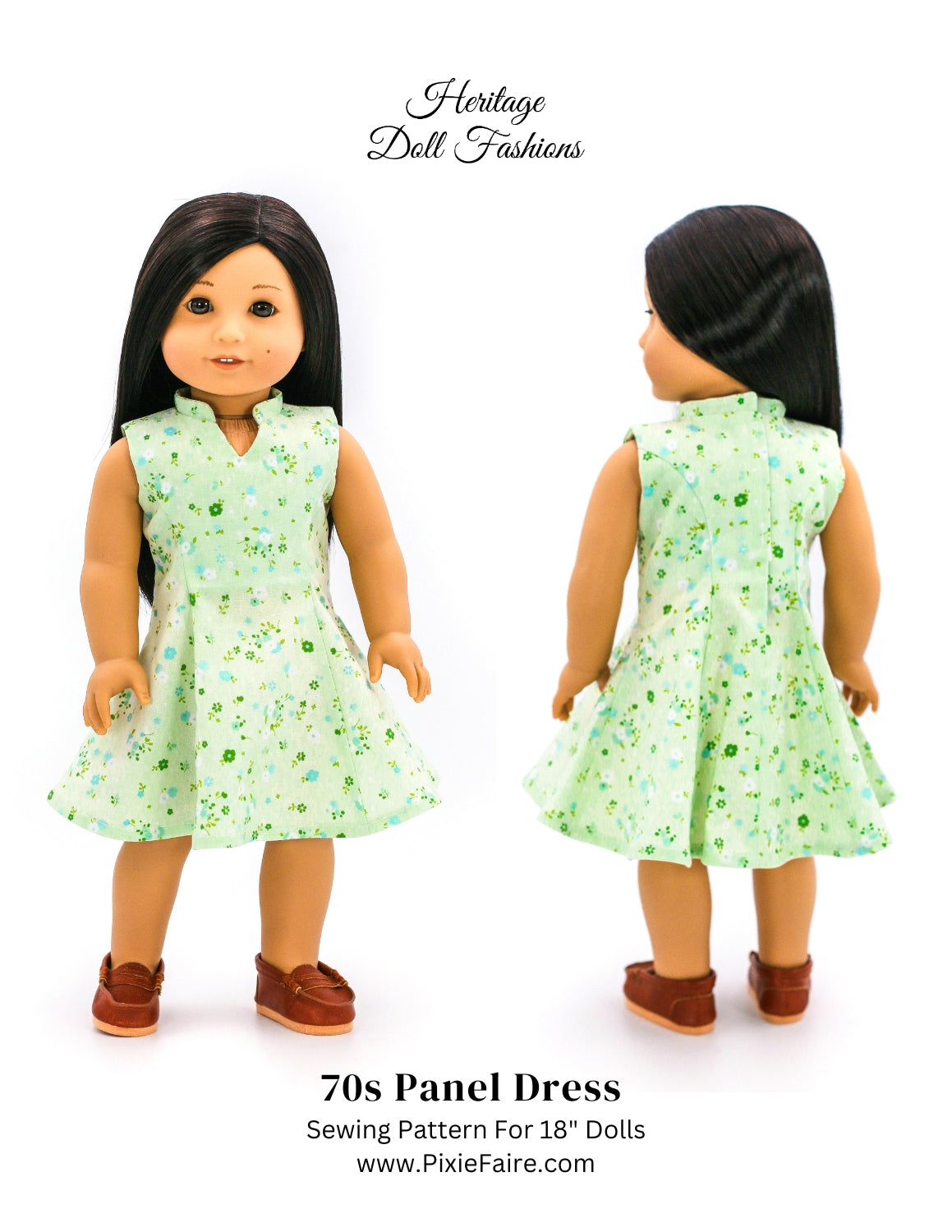 PF House Brand 18 Inch Historical 1970's Panel Dress 18" Doll Clothes Pattern Pixie Faire