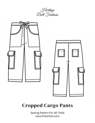 Heritage Doll Fashions 18 Inch Modern Cropped Cargo Pants 18" Doll Clothes Pixie Faire