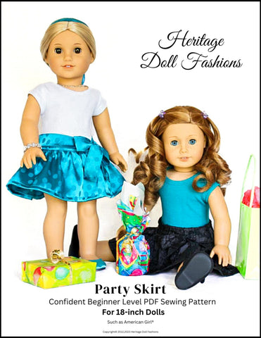 Heritage Doll Fashions 18 Inch Modern Party Skirt 18" Doll Clothes Pattern Pixie Faire