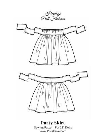 Heritage Doll Fashions 18 Inch Modern Party Skirt 18" Doll Clothes Pattern Pixie Faire