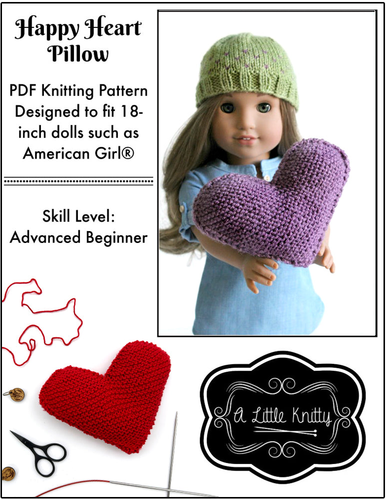 A Little Knitty Knitting FREE Happy Heart Pillow Knitting Pattern Pixie Faire