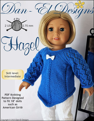 Dan-El Designs Knitting Hazel 18" Doll Clothes Knitting Pattern Pixie Faire