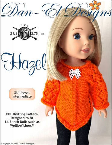 Dan-El Designs Knitting Hazel 14.5" Doll Clothes Knitting Pattern Pixie Faire