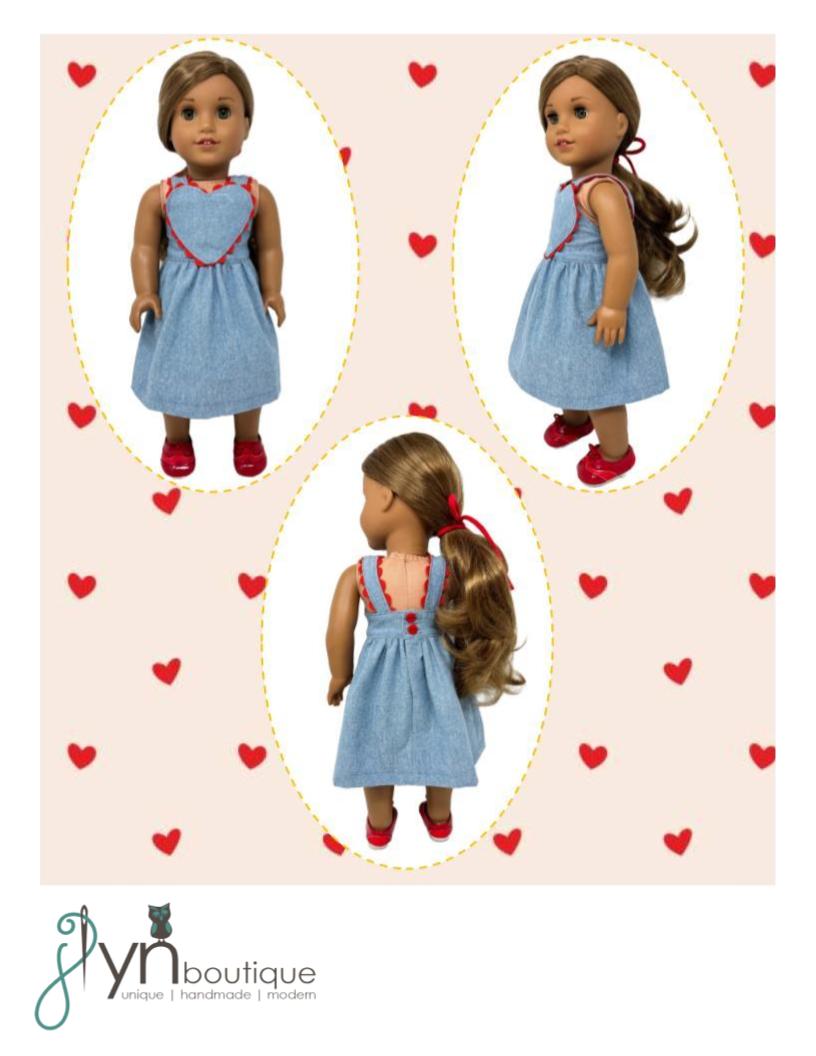 J Lyn Boutique 18 Inch Modern Heartfelt Dress 18" Doll Clothes Pattern Pixie Faire