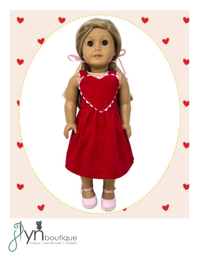 J Lyn Boutique 18 Inch Modern Heartfelt Dress 18" Doll Clothes Pattern Pixie Faire