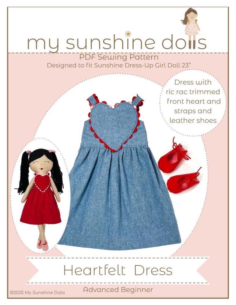 my-sunshine-dolls-heartfelt-dress-for-23-sunshine-dress-up-girl-dolls-pdf-sewing-pattern for Downloadable Beginner Free Printable Doll Clothes Patterns My Sunshine Dolls Heartfelt Dress for 23
