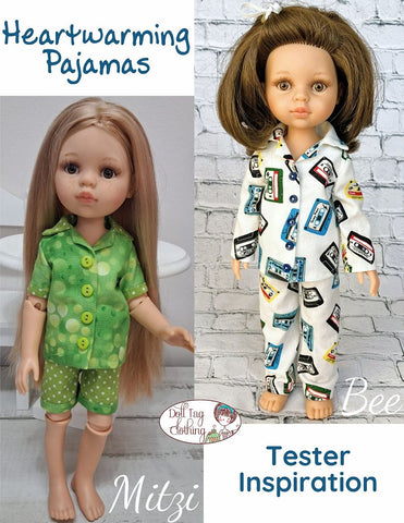 Doll Tag Clothing Paola Reina Heartwarming Pajamas Pattern for 13" Paola Reina and Little Darling Dolls Pixie Faire