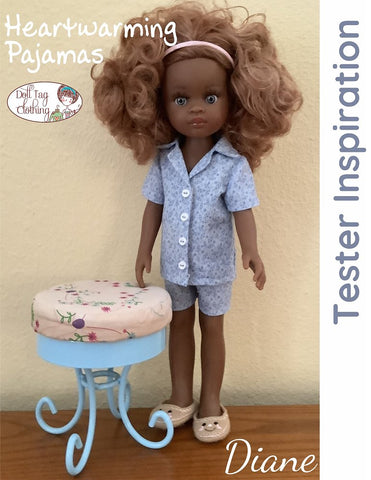 Doll Tag Clothing Paola Reina Heartwarming Pajamas Pattern for 13" Paola Reina and Little Darling Dolls Pixie Faire