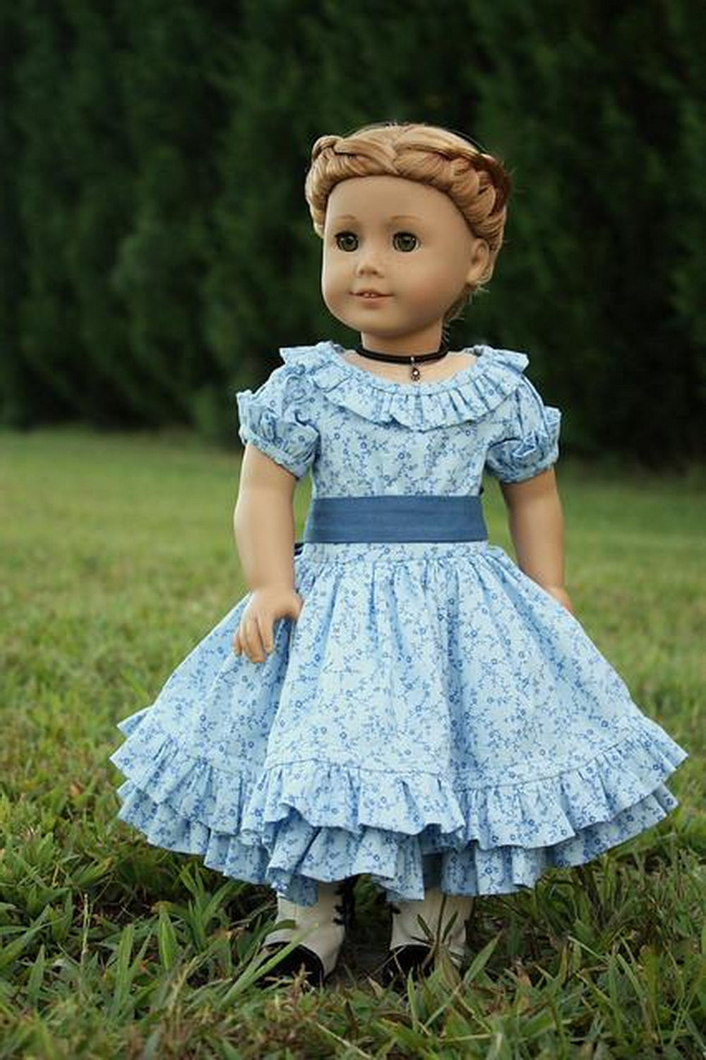 Heritage Doll Fashions 18 Inch Historical 1850's Summer in Blue Dress 18" Doll Clothes Pattern Pixie Faire