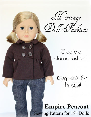 PF House Brand 18 Inch Modern Empire Peacoat 18" Doll Clothes Pixie Faire