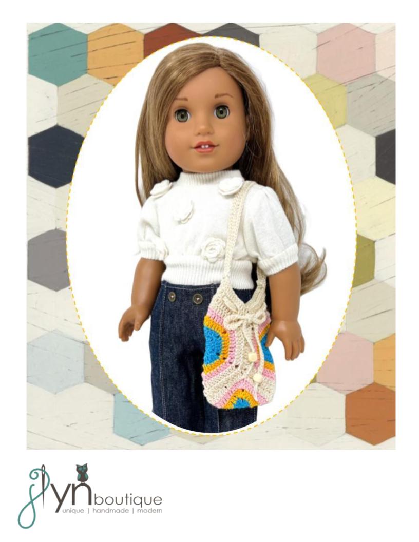 J Lyn Boutique Crochet Hexi Tote Bag 18" Doll Clothes Accessory Crochet Pattern Pixie Faire