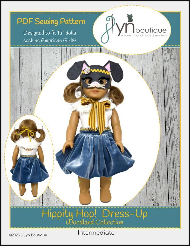J Lyn Boutique 18 Inch Modern Hippity Hop! Dress-Up 18" Doll Clothes Pattern Pixie Faire