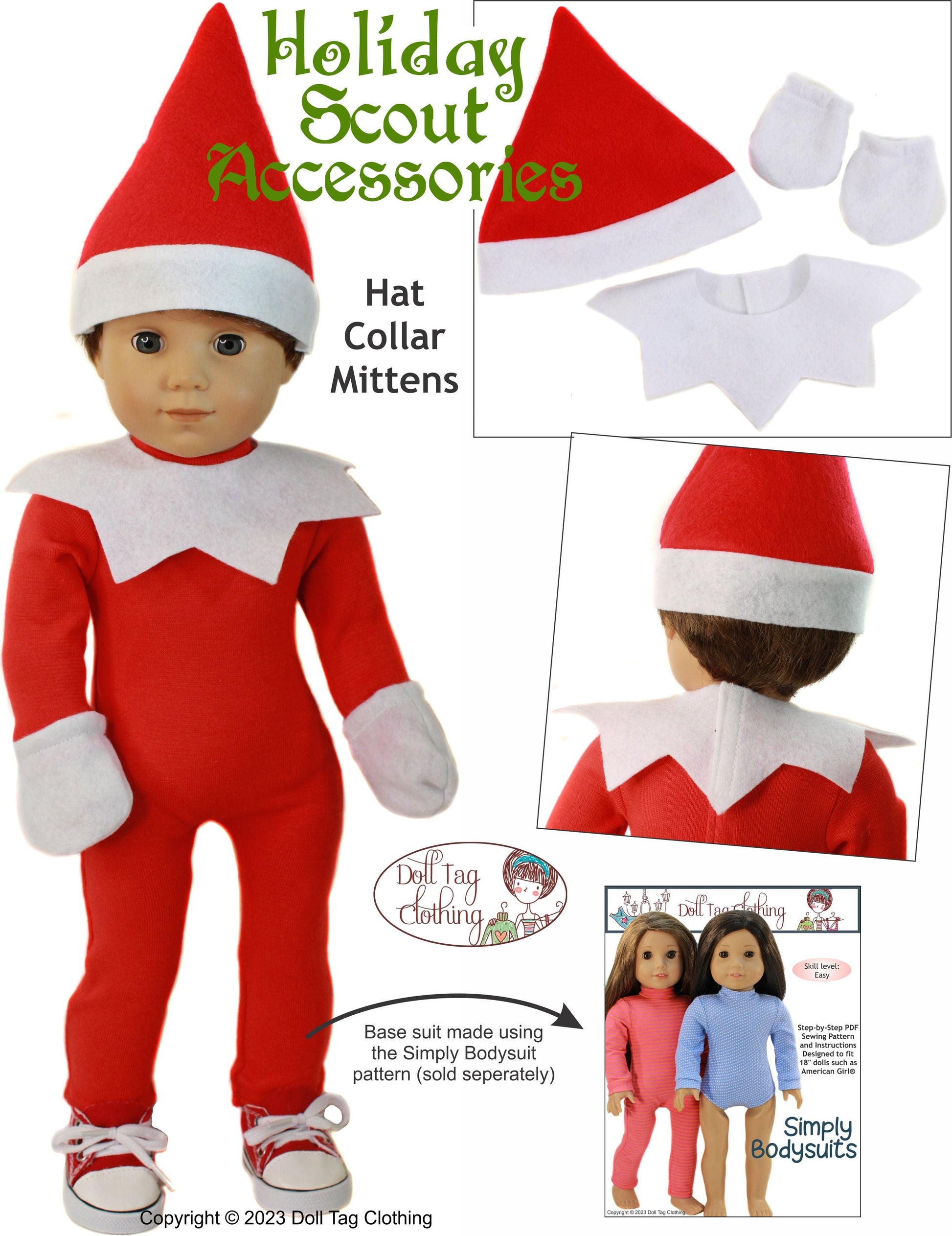 Doll Tag Clothing 18 Inch Modern Holiday Scout Accessories 18" Doll Clothes Pattern Pixie Faire