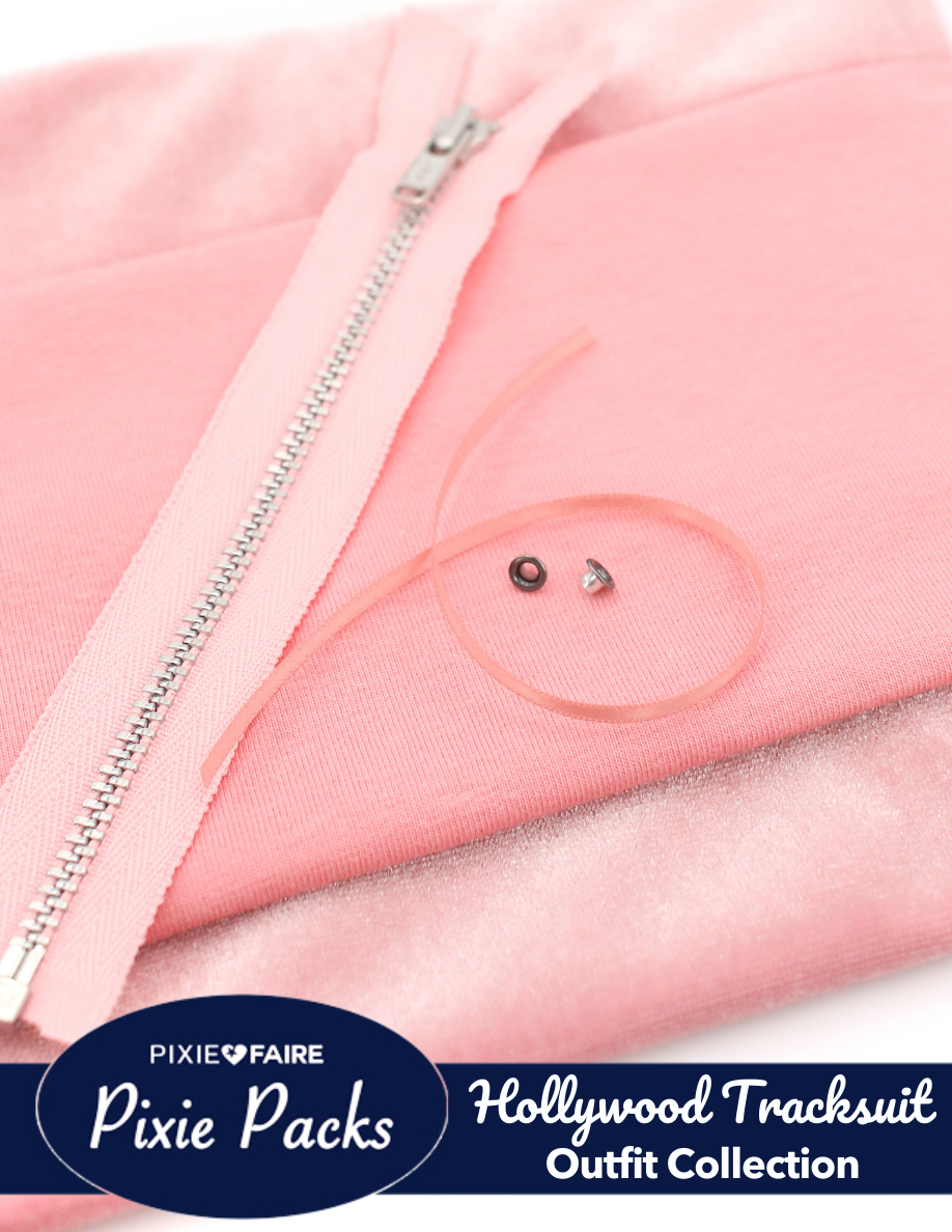 Pixie Faire Pixie Packs Pixie Packs Hollywood Tracksuit Blush Pink Outfit Collection Pixie Faire