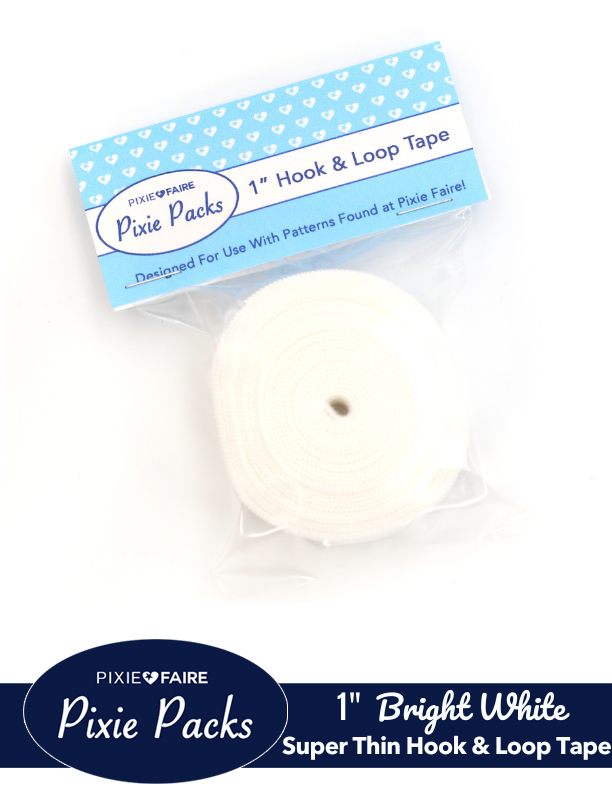 Pixie Faire Pixie Packs Pixie Packs 1" Wide Super Thin Hook and Loop Tape - White Pixie Faire