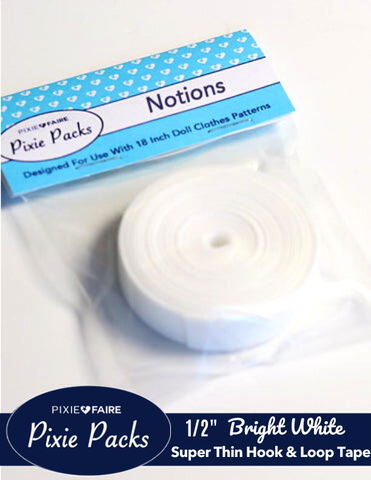 Pixie Faire Pixie Packs Pixie Packs 1/2" Wide Super Thin Hook and Loop Tape - White Pixie Faire
