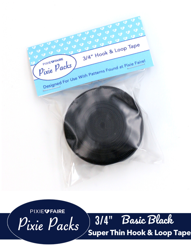 Pixie Packs 3/4 Wide Super Thin Hook and Loop Tape - Black