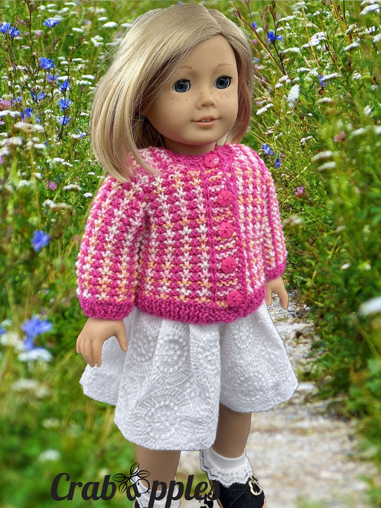 Crabapples Knitting Stripe It Rich 18" Doll Clothes Knitting Pattern Pixie Faire