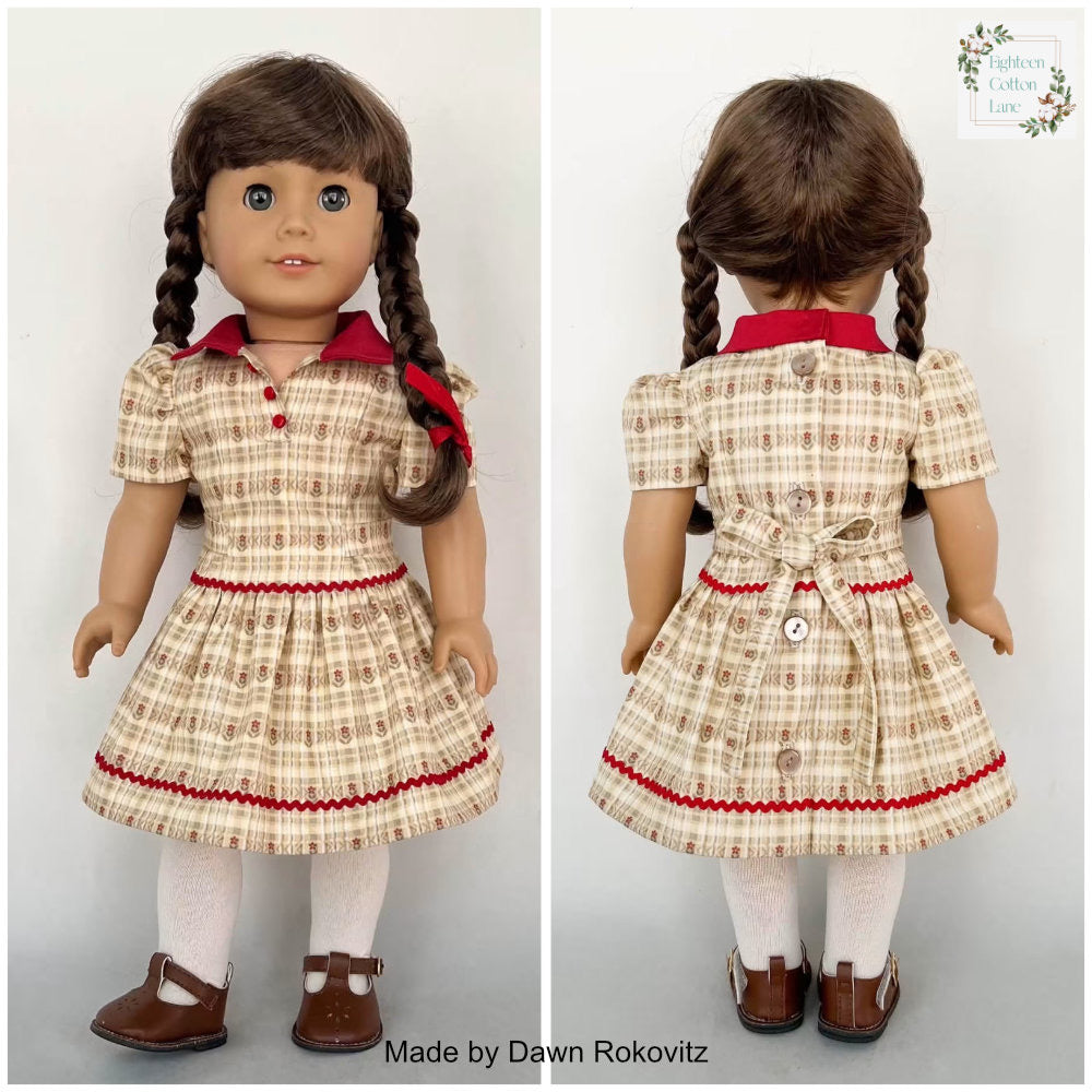 Eighteen Cotton Lane 18 Inch Historical Let's Meet the Teacher! 18" Doll Clothes Pattern Pixie Faire