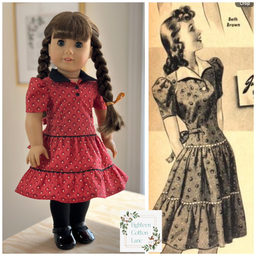 Eighteen Cotton Lane 18 Inch Historical Let's Meet the Teacher! 18" Doll Clothes Pattern Pixie Faire