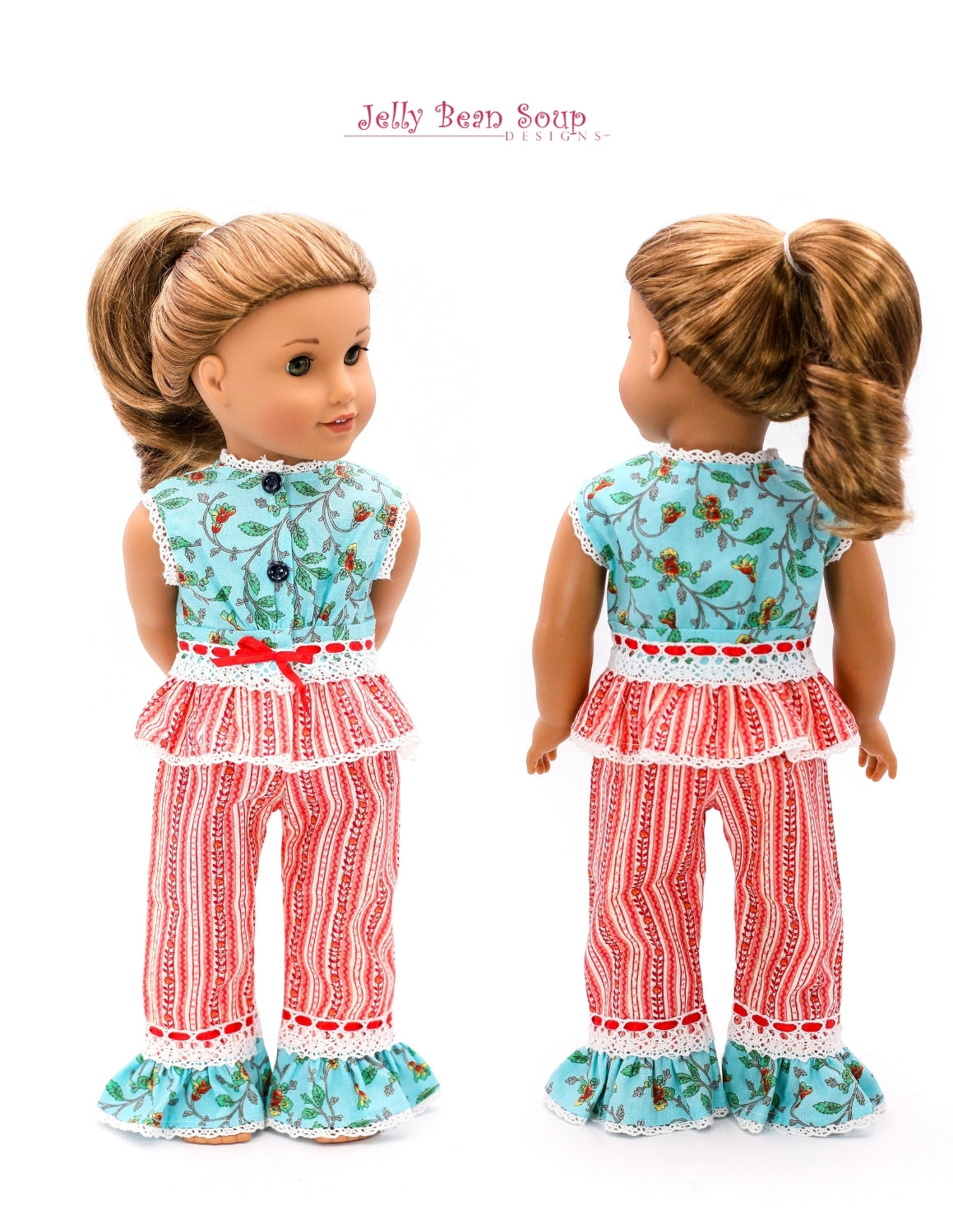 Jelly Bean Soup Designs 18 Inch Modern Vintage PJ's 18” Doll Clothes Pattern Pixie Faire