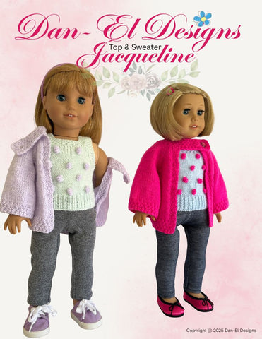 Dan-El Designs Knitting Jacqueline Top and Jacket 18" Doll Clothes Knitting Pattern Pixie Faire